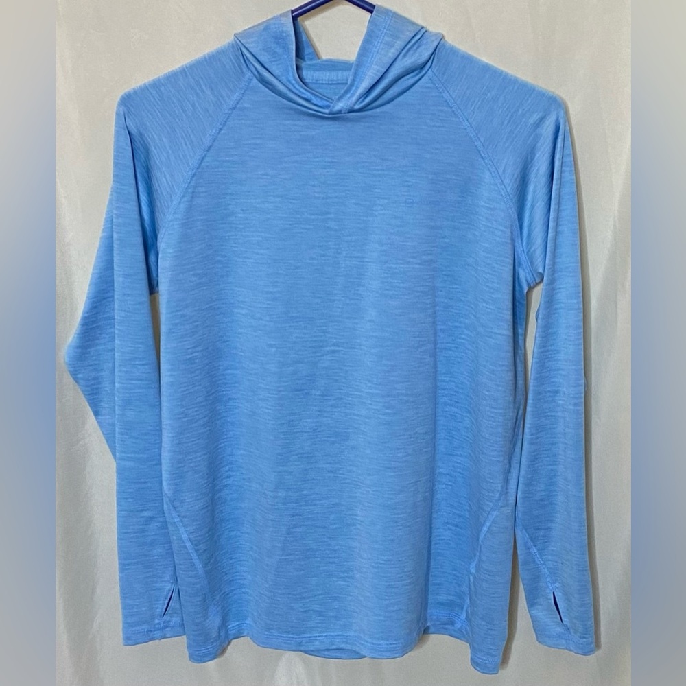 Vineyard Vines Performance Blue Long Sleeve Pullover Hoodie Shirt w/ Sleeve Logo
